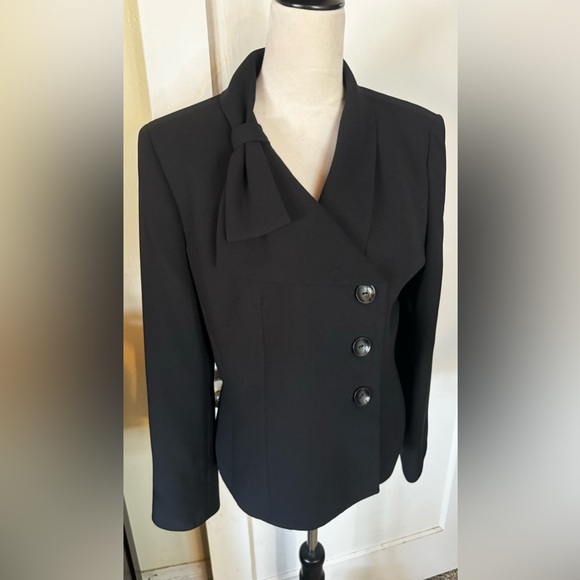 Vintage 90’s Le Suit Bow Detail Blazer Suit Jacket Formal Event Office noir - Picture 5 of 11